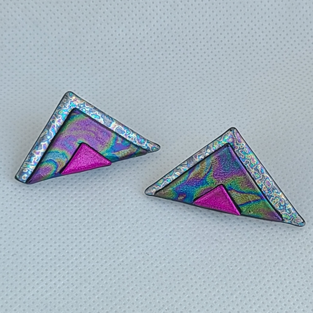 Psychedelic Metallic Effect Vintage Paper Earrings